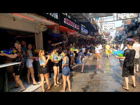 8K 2023 Thailand Pattaya Soi 6 Songkran biggest epic waterfight in the world, Daily new Videos