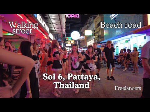 Pattaya charming Soi 6, walking street & alluring beach road 2024, Thailand