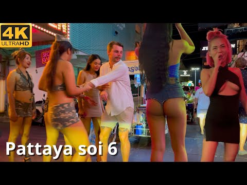 [4K] Pattaya Hot Nightlife walk Soi 6 – So many pretty ladies