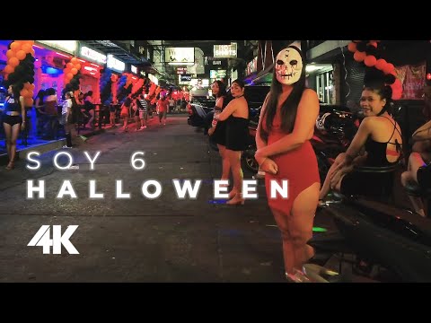 [4K] Scary girls in Halloween in Pattaya on Soi 6. Thailand girls 2022