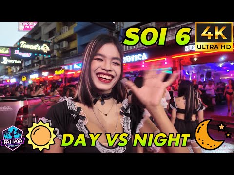 4K POV ● Day vs Night Pattaya Soi 6 Walking Tour | Thailand Night Tour
