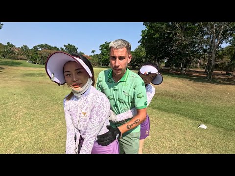 2 HOT THAI GIRLS SHOW ME HOW TO PLAY GOLF IN PATTAYA THAILAND