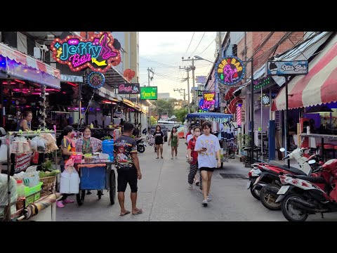 8K Beautiful Girls Pattaya Thailand  Nightlife Walk Made in Thailand, Treetown and Skaw Beach 2023