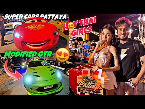 Hot Girls With Super Cars In Pattaya | Beach Road Festival | Nightlife Walking Street PATTAYA