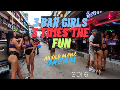 PATTAYA, THAILAND, (4K30FPS), 3 BAR GIRLS 3 TIMES THE FUN.