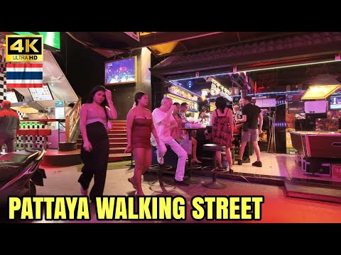 Pattaya walking street night scene. Freelancers will be walking in front of Republic and Mixx.
