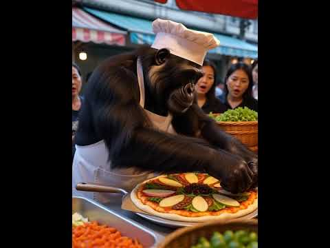 #thailand #monkey #funny #gorilla #cute #viral #animals #food #pizzalover #pizza #bangkok