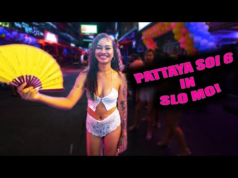 Soi 6 Pattaya Thailand at Night — Beautiful Girls in Slow Motion